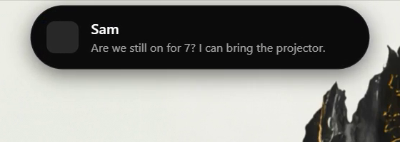 A mirrored notification from Messages